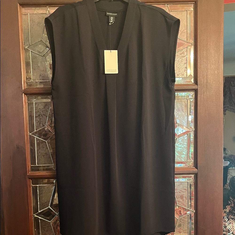 Adrienne Vittadini Black V-Neck  Dress